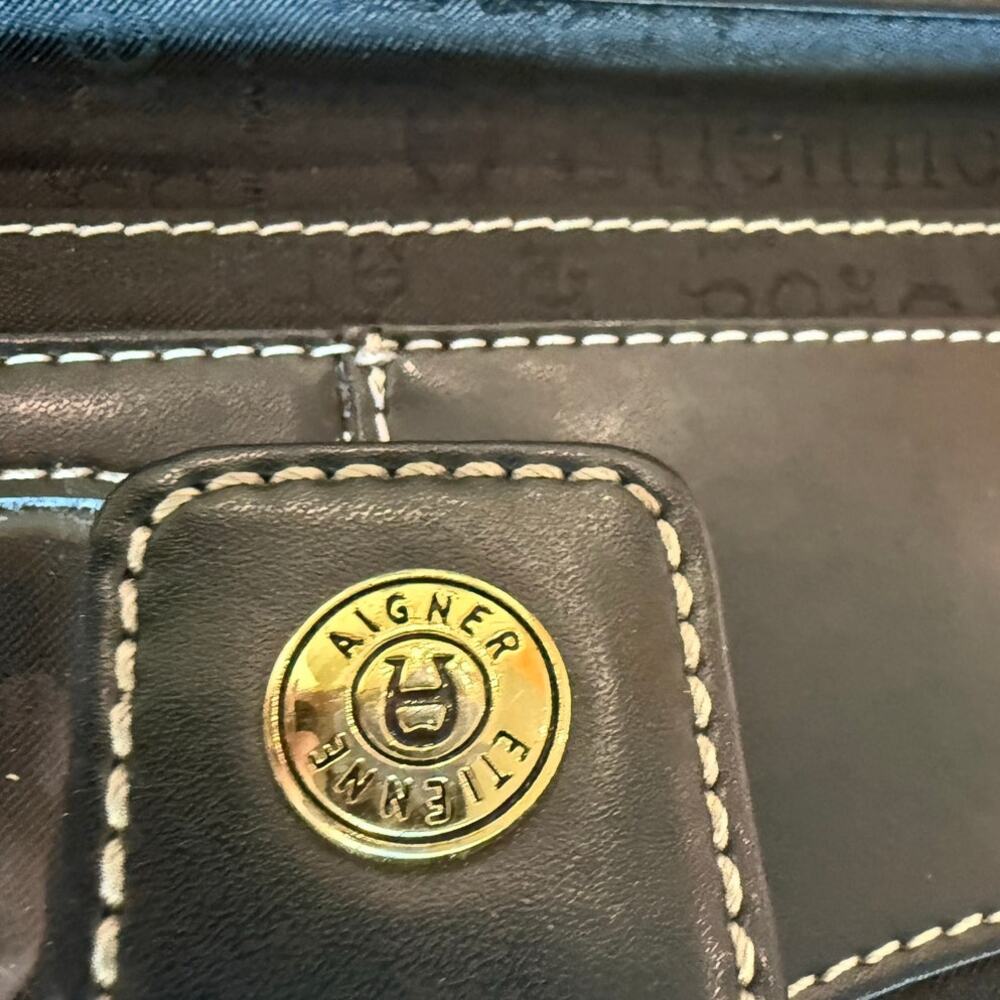 Etienne Aigner Brown and Black Monogram Logo Wallet Zipper and Flap - Picture 5 of 8